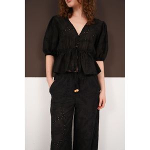 เสื้อคลุมผ้าโปร่งปักลายผูกด้านหน้า ขายส่ง - [object Object] - Product Image 4