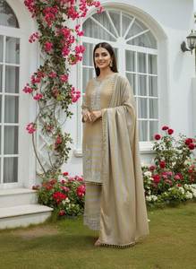 Salwar Kameez Dupatta de créateur pour femme adulte, style actrice de série télévisée, traditionnel indien, en tissu 100% pur lin et soie, pour soirée, nettoyage à sec - Product Image 4