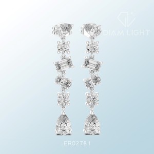 VS F Pear Round Emerald Cluster Earrings Elegant Jewelry Design Bulk Supply for Wedding Party Daily Wear Fashion and Export Use - Product Image 1