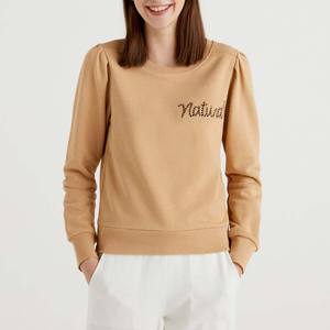 Sudaderas informales de alta calidad para mujer 100% algodón invierno otoño moda logotipo personalizado insignia frontal de cristal con lentejuelas - Product Image 1