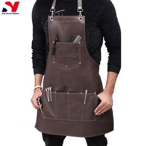 New Collection Brown Barber Leather <b>Apron</b> High Quality Salon <b>Apron</b> With Tool Pockets - Product Image 2