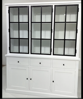 Meuble de rangement de luxe moderne industriel en bois de manguier massif avec portes vitrées, style ferme, pour salon, avec tiroirs multi-rangements, pour maison et hôtel