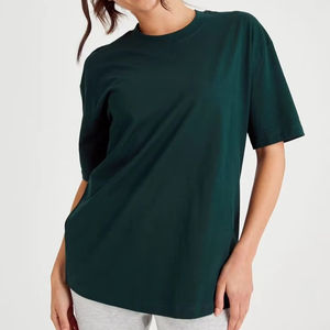 T-shirt en coton pour femmes grandes tailles, été, ample, respirant, tissu tricoté doux, écologique, logo personnalisé, style col rond facile - Product Image 1