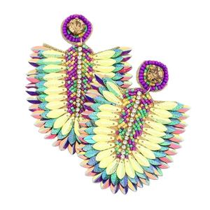 Luisiana Mardi Gras bordado de alta calidad cuentas de vidrio pendiente tamaño personalizado estilo de moda de mujer para regalo de fiesta de boda - Product Image 3