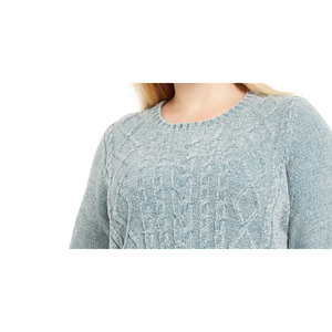 Maglione da Donna Karen Scott Blu Scuro in Maglia Intrecciata di Ciniglia, Stile Poncho Vintage, Traspirante e Morbido per Autunno Inverno, Taglia 2X - Product Image 2