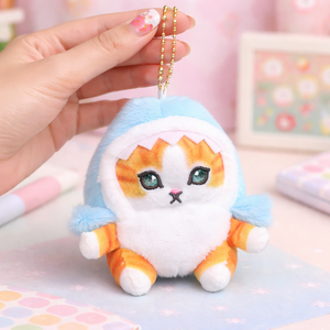 Porte-clés en peluche Requin Chaton 10cm en coton avec rembourrage en coton PP, doux et mignon, pour les 5-7 ans, idéal pour les cadeaux - Product Image 1