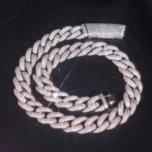 Silver Iced Cuban Link Necklace With VVS Moissanite Diamond Handset Sparkle Luxury Hip Hop Style Statement Chain <b>For</b> <b>Men</b> Women - Product Image 5