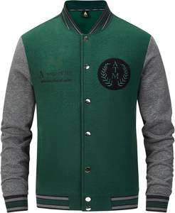 Chaqueta universitaria unisex OEM con logotipo personalizado cuerpo de lana PU mangas de cuero chaqueta de bombardero de béisbol ropa de abrigo escolar - Product Image 1