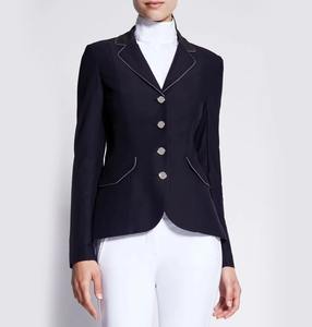 Vestes d'équitation de compétition en tissu extensible avec passepoil, coupe professionnelle, couleur marine, vente en gros - Product Image 4