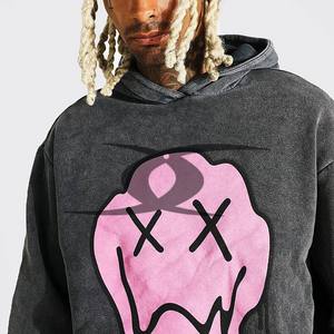 OEM personnalisé unisexe Vintage surdimensionné Hip Hop acide lavage pantalons de survêtement à capuche ensembles soleil fané soleil pour l'hiver Logo imprimer hommes - Product Image 3