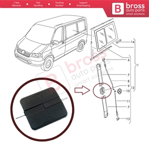 BDP1092 Bouton de serrure de fenêtre coulissante latérale 2K0847781B pour Caddy MK3 T5 T6 Multivan Caravelle - Product Image 5