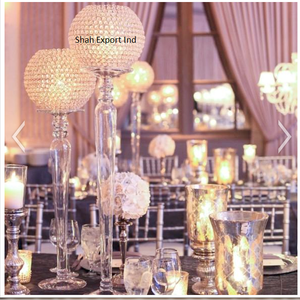 Cher argent cristal perlé fêtes de mariage éclairage de table décoration centres de table gobelet bougeoirs - Product Image 6