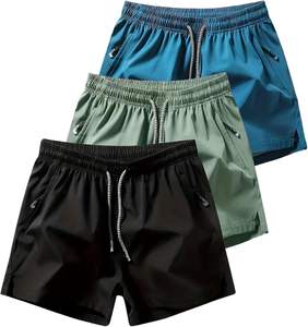 Conjunto de 3 Pantalones Cortos Deportivos Casuales para Hombre, Transpirables, de Secado Rápido, Cintura Alta, Poliéster/Algodón, Ligeros, para Gimnasio, Playa y Running - Product Image 1