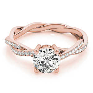 Anillo de Compromiso con Diamantes en Oro Rosa de 14K con Incrustaciones Laterales en Espiral, 1.11ct - Product Image 1