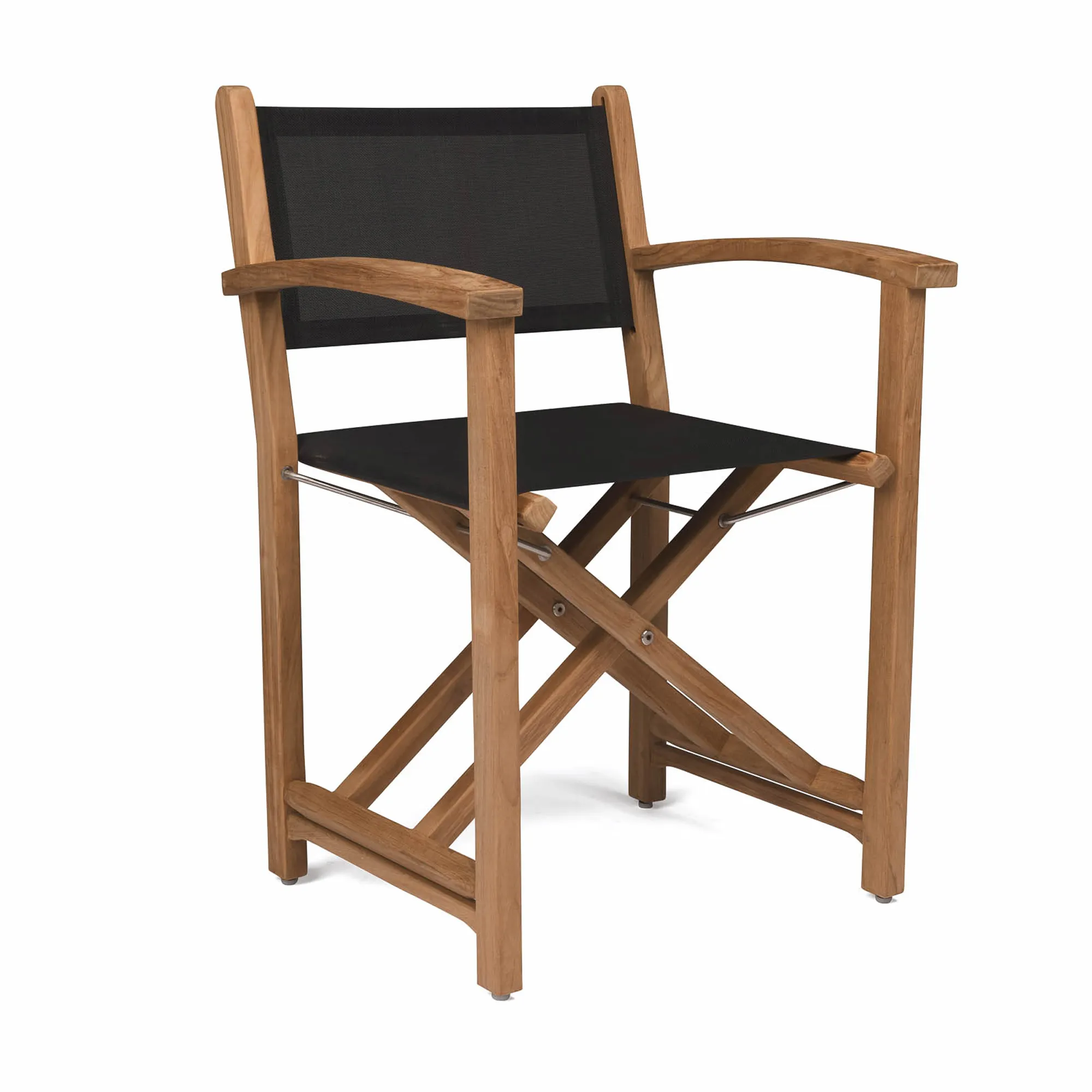 Outdoor Dining Directors Chair Teak Wood With Black Batyline - Zavier