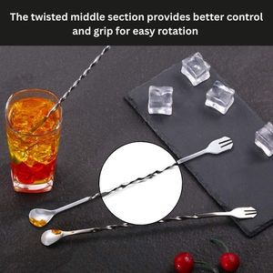 Cuchara de barra de acero inoxidable moderna ecológica con logotipos personalizados, agitador de mezcla de cóctel, herramienta de barra para barman profesional en casa - Product Image 4
