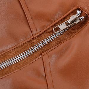 Veste en cuir PU pour femme, dernière conception, sur mesure, col rabattu, respirante, imperméable, fermeture éclair, tendance, hiver, logo - Product Image 6