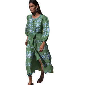 Mujeres mejor colección ucraniana bordado Midi longitud tres cuartos manga diseñador largo Maxi para ropa de boda - Product Image 1