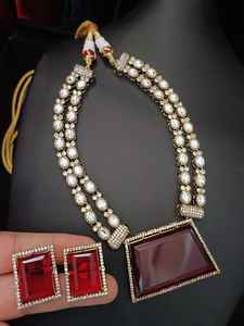 Top fabricant indien de qualité supérieure multicolore AD CZ Polki bijoux de mode de mariée élégants pour fille - Product Image 4