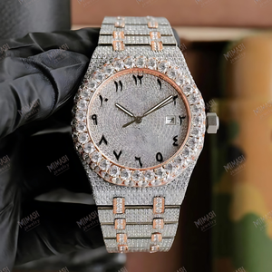 นาฬิกาหรูหราประดับเพชรโมอิสซาไนต์สีทอง พร้อมหน้าปัดแสดงวันที่ นาฬิกาไขลานอัตโนมัติสำหรับผู้ชาย - Product Image 1