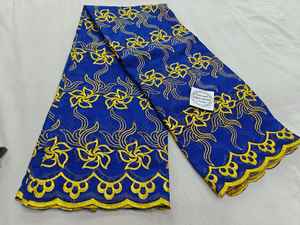 Tissu voile en coton peigné de haute qualité, respirant, broderie traditionnelle multicolore, thoub pour femmes, lafaya, thoub soudanais - Product Image 6