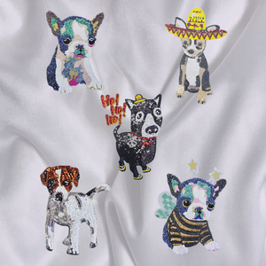 Patch brodé de sequins motif chien de dessin animé pour accessoires streetwear - Product Image 1