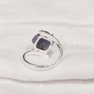 Bijoux en pierre brute bague pour femme tanzanite naturelle pierre précieuse brute décembre pierre de naissance croix bague en argent sterling 925 - Product Image 5