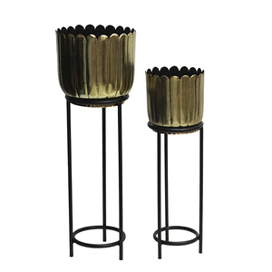 Juego de macetas de flores antiguas para interiores y exteriores con soporte de hierro para sala de estar, decoración del hogar, soporte de maceta de 2 piezas de Metal - Product Image 2