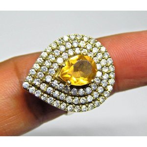 Handmade 925 Sterling Silver Natural Citrine <b>Ring</b> Pear Multi-Stone Designer <b>Ring</b> for Birthday Gift for <b>Friends</b> R0318-GS - Product Image 3