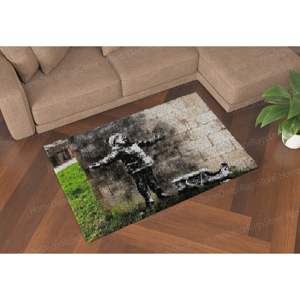 Tapis imprimé artistique, Tapis de décoration intérieure, Tapis antidérapant, Inspiré de Banksy, Tapis en chenille - Product Image 1