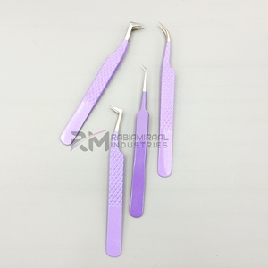 RMI Super produit de haute qualité enduit de poudre violette et pince à épiler d'extension de cils à pointe argentée - Product Image 4
