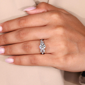 Cut Center CZ Diamond Cluster Set <b>Engagement</b> <b>Ring</b> Brilliant Emerald Side Stones Gold Plated 925 Sterling Silver Women's <b>Ring</b> - Product Image 6