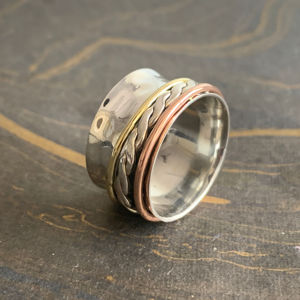 Everyday Wear Three Tone <b>Spinner</b> <b>Ring</b> 8.2 Grams - Product Image 1