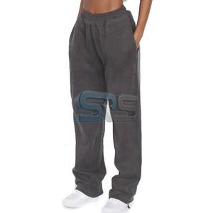 Custom Logo <b>Men's</b> Pants Flared Sweatpants <b>Baggy</b> Washed Casual 100% Cotton High Waist Track <b>Trousers</b> - Product Image 4