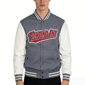 แจ็คเก็ตเลตเตอร์แมนผู้ชายสำหรับฤดูใบไม้ร่วงและฤดูหนาว แห้งเร็ว ผ้าฝ้าย 100% คอตั้ง โลโก้ด้านหน้า สไตล์วินเทจ ปรับแต่งได้ คุณภาพสูง - Product Image 5