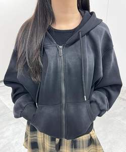 Haute qualité femmes Streetwear Style sweat à capuche zippé Pigment sweat à capuche zippé femmes acide effet lavé à capuche pour hommes et femmes - Product Image 6