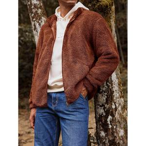 Best Sale High Quality Customized Reversible Waterproof Winter Streetwear <b>Sherpa</b> Fleece Canvas <b>Jacket</b> with Stand Collar for <b>Men</b> - Product Image 3