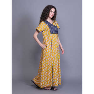 Peignoir pour femme 100% Coton Tissé à Manches Courtes, Imprimé, avec Poche Latérale, Fermeture à Taille Élastique, Doux, Durable, Vêtement d'Intérieur - Product Image 5