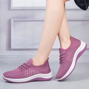 Women's Casual Fashion Jogging Fitness Gym <b>Sneakers</b> Breathable Mesh Upper with Cow <b>Leather</b> PVC Lining Low Price Rubber Out-Sole - Product Image 4