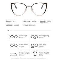 Gafas de moda ojo de gato Marcos de metal Anti luz azul Marco óptico Mujeres Gafas al por mayor