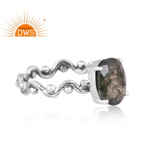 Anillos de plata de ley 925 con diseño apilable, joyería de piedras preciosas de ágata musgo Natural - Product Image 3