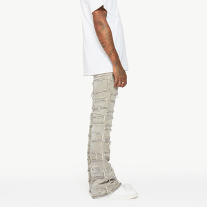 Custom <b>Men</b> Slim Fit Denim Pants Streetwear Vintage Light Wash Stacked Distressed <b>Ripped</b> <b>Jeans</b> Trousers for <b>men</b> streetwear - Product Image 6