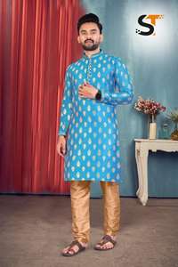 Maruti Mode Style Traditionnel Vêtements de Mariage pour Hommes Jacquard Banarasi Gaufré Toutes Saisons Kurta Pyjama Ensemble Coton - Product Image 3