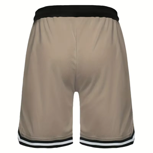 Short de sport pour homme Short de basket-ball respirant avec cordon de serrage Poches à fermeture éclair Short de sport d'été teint en plaine - Product Image 4