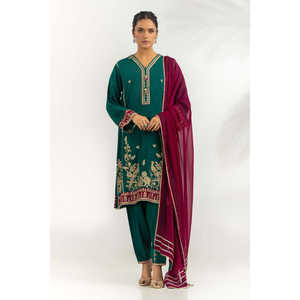 Conjunto de 3 Piezas para Mujer, Chifón Transpirable, Elegante, Cuello en V, Festivo, Verano, Bordado, IPSTD-55117 - Product Image 3