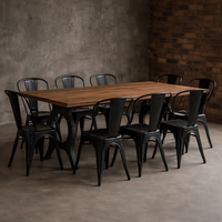 Mesa de Bar de Madera Maciza de Mango |   Mesa de Bar Industrial con Base de Metal Cruzada |   Muebles Modernos para Bares y Restaurantes, Tamaño Personalizado