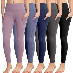 Leggings Deportivos de Cintura Alta para Mujer, con Logotipo Personalizado, para Yoga y Gimnasio, de Malla Sólida, Elásticos en Cuatro Direcciones, con Bolsillos Laterales - Product Image 1