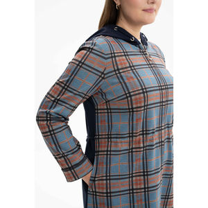 Abrigo de Punto con Capucha Azul Marino para Mujer - Estilo Blazer Reversible, Gabardina Transpirable para Otoño con Estampado, Talla XL - Product Image 2