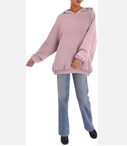 Venta al por mayor logotipo personalizado peso pesado sudaderas con capucha gris calle ropa de invierno de gran tamaño con capucha para mujer de talla grande OEM al por mayor - Product Image 3