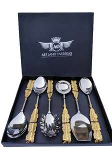 Juego de Cubiertos de Acero Inoxidable de Lujo, Plateado con Detalles Dorados, Diseño Personalizado, Estilo Europeo, Pulido Espejo, Regalo de Boda - Product Image 4
